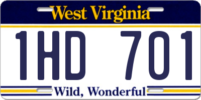 WV license plate 1HD701