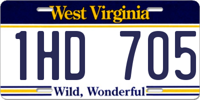 WV license plate 1HD705