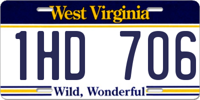 WV license plate 1HD706