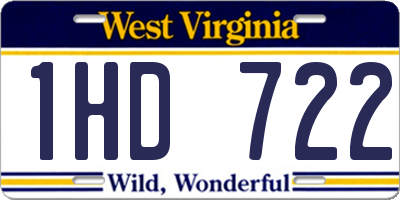 WV license plate 1HD722