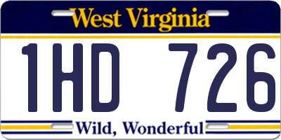 WV license plate 1HD726