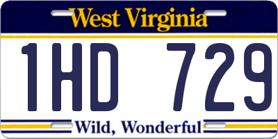 WV license plate 1HD729