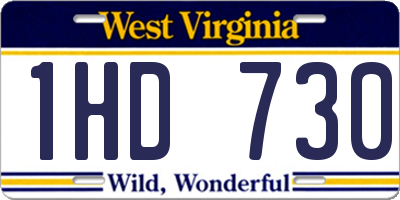 WV license plate 1HD730