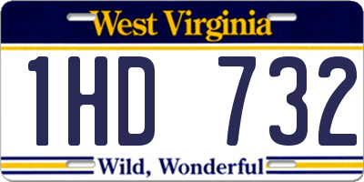 WV license plate 1HD732
