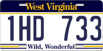 WV license plate 1HD733