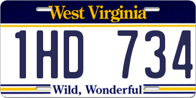 WV license plate 1HD734