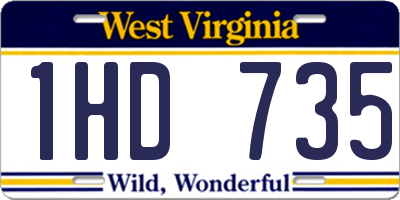 WV license plate 1HD735