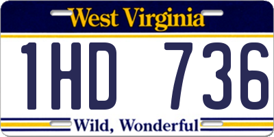 WV license plate 1HD736