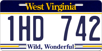 WV license plate 1HD742