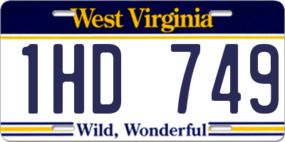 WV license plate 1HD749