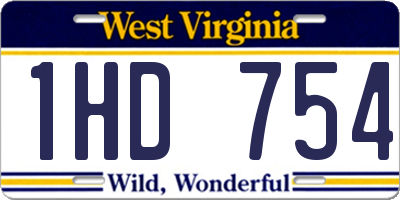 WV license plate 1HD754