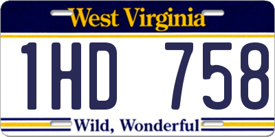 WV license plate 1HD758