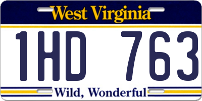 WV license plate 1HD763