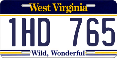 WV license plate 1HD765