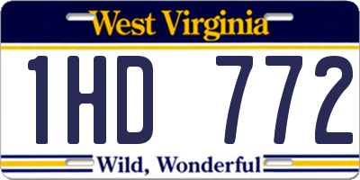 WV license plate 1HD772