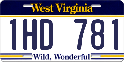 WV license plate 1HD781