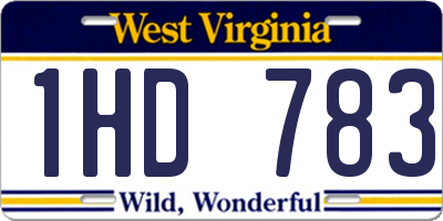 WV license plate 1HD783