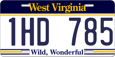 WV license plate 1HD785