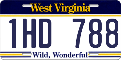 WV license plate 1HD788