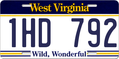 WV license plate 1HD792