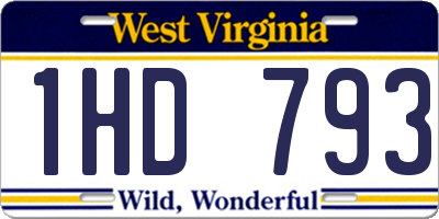 WV license plate 1HD793