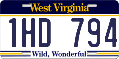 WV license plate 1HD794
