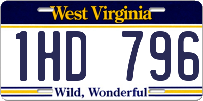 WV license plate 1HD796