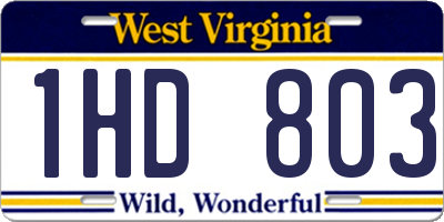 WV license plate 1HD803