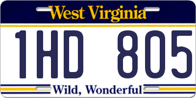 WV license plate 1HD805