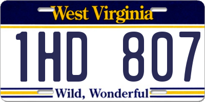 WV license plate 1HD807