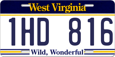 WV license plate 1HD816