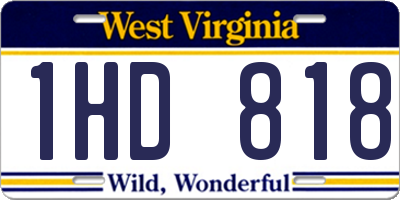 WV license plate 1HD818