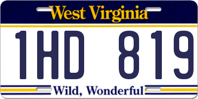 WV license plate 1HD819
