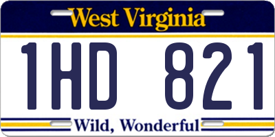 WV license plate 1HD821
