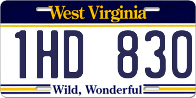 WV license plate 1HD830