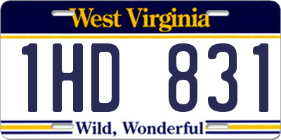 WV license plate 1HD831