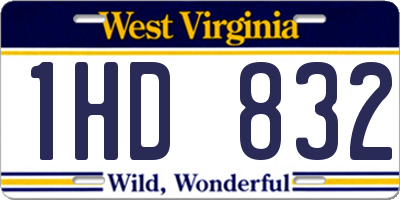 WV license plate 1HD832