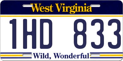 WV license plate 1HD833