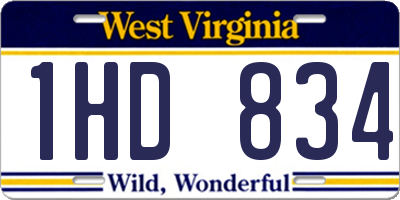 WV license plate 1HD834