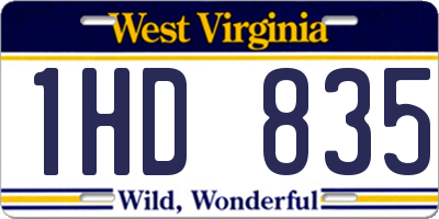 WV license plate 1HD835