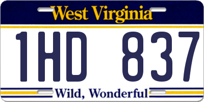 WV license plate 1HD837