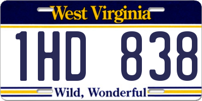 WV license plate 1HD838