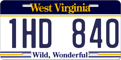 WV license plate 1HD840