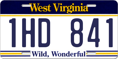 WV license plate 1HD841