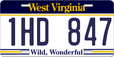 WV license plate 1HD847