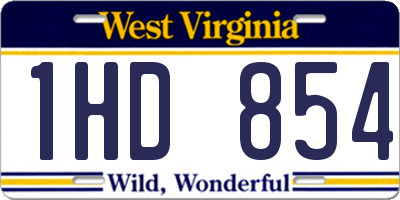 WV license plate 1HD854