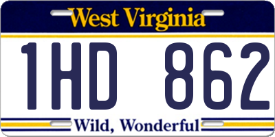 WV license plate 1HD862