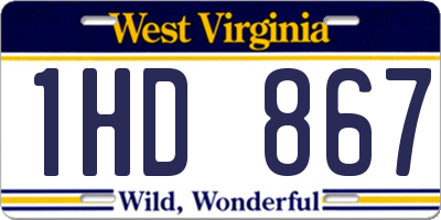 WV license plate 1HD867