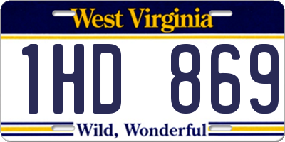 WV license plate 1HD869