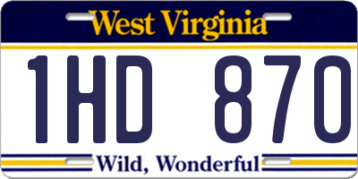 WV license plate 1HD870